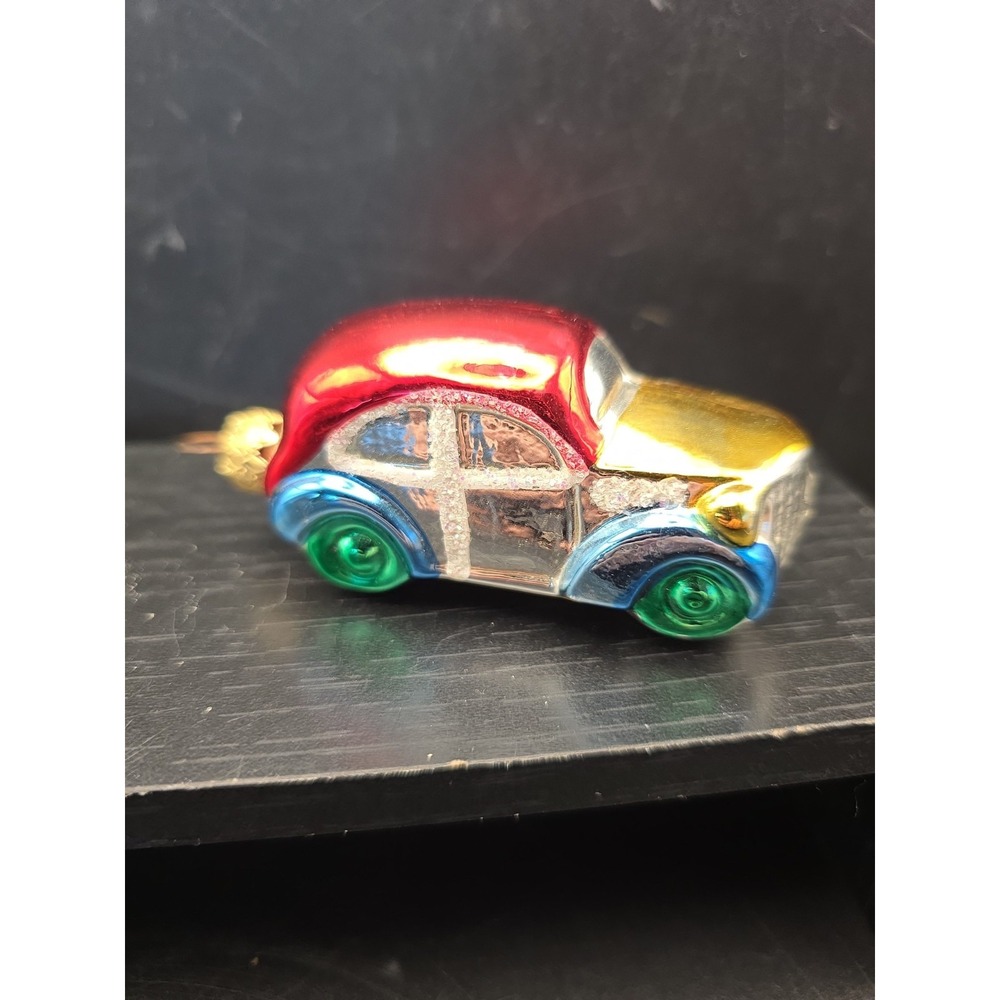 Vintage Old Gangster Car Auto Christmas Tree Ornament Hand Blown Mercury Glass